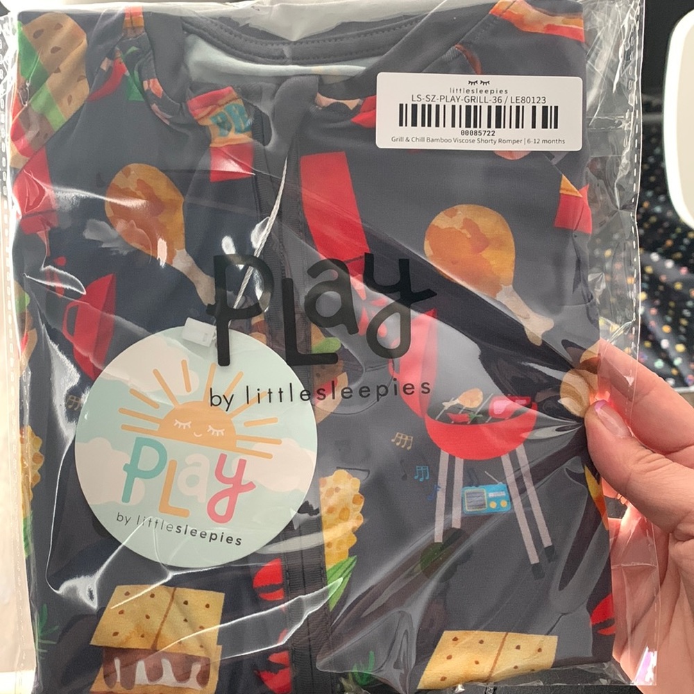 Little Sleepies Grill & Chill shorty romper 6-12 months - New in Bag